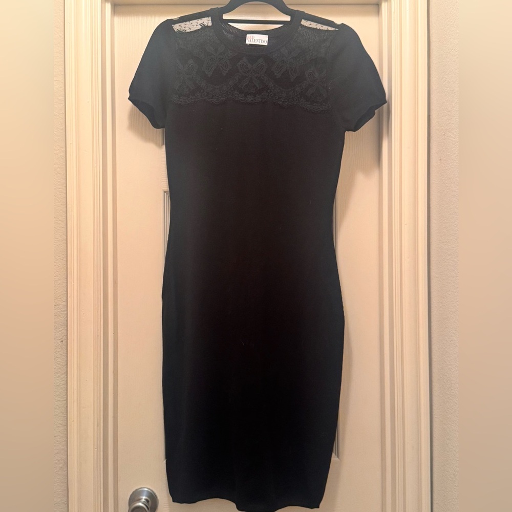 Red Valentino Elegant Black Lace Dress